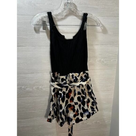 SheIn Women's  Animal Print‎ Button Front Belted Cami Romper XS - Picture 4 of 7